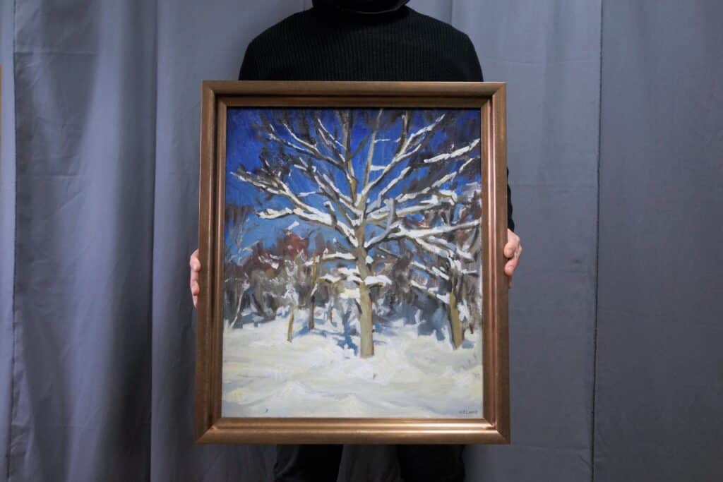 A snowy tree