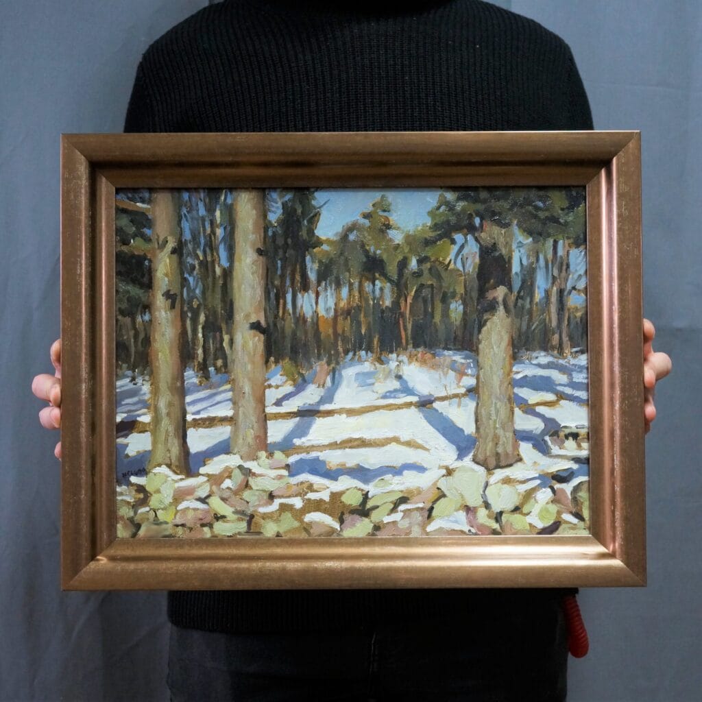 Three pine trees in winter